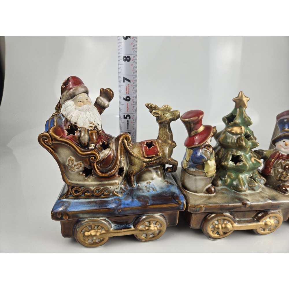 Vintage 3 Piece Stoneglaze Train Christmas Collection‎ Santa Snowmen Stars - Picture 12 of 13